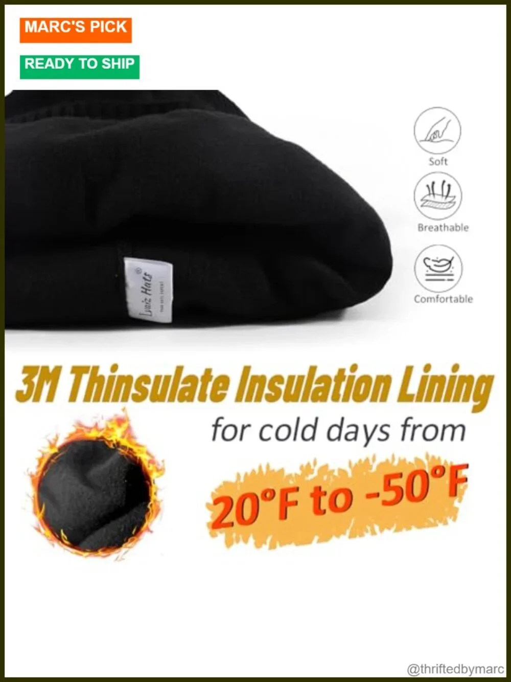 Waterproof Fleece Lined Winter Hat & Gloves Set 2 Pack Beanie for Outdoor